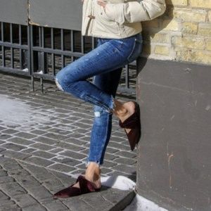 NWT Zara Fur Mule with Velvet Bow